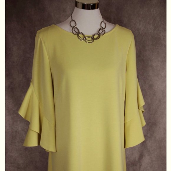 yellow bell sleeve dress